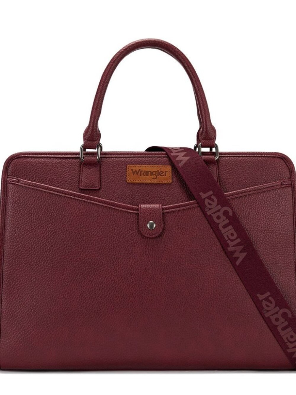 Wrangler Pebbled Faux Leather Laptop Brief Bag Burgundy
